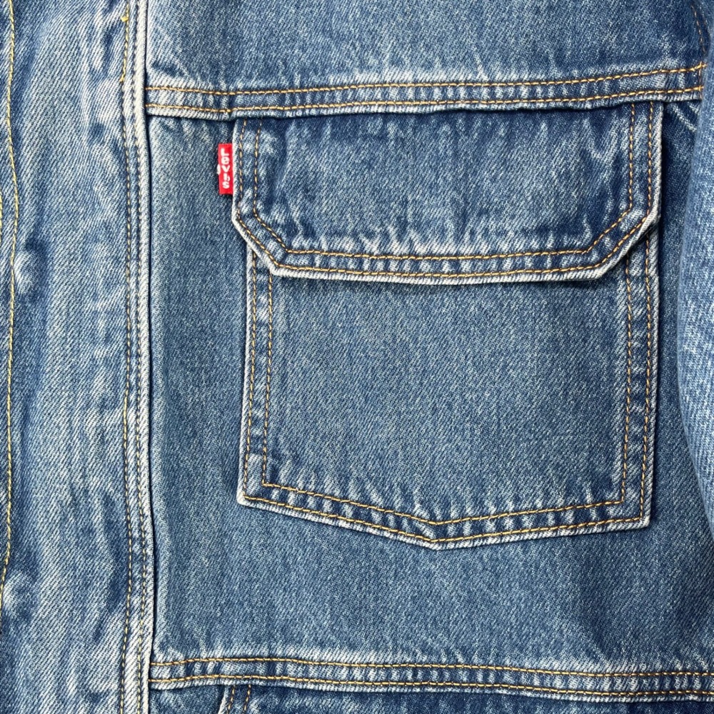Levis East Port Chore Jacket Men L Blue Denim Corduroy Collar Relaxed 002WW0000 - Picture 11 of 16